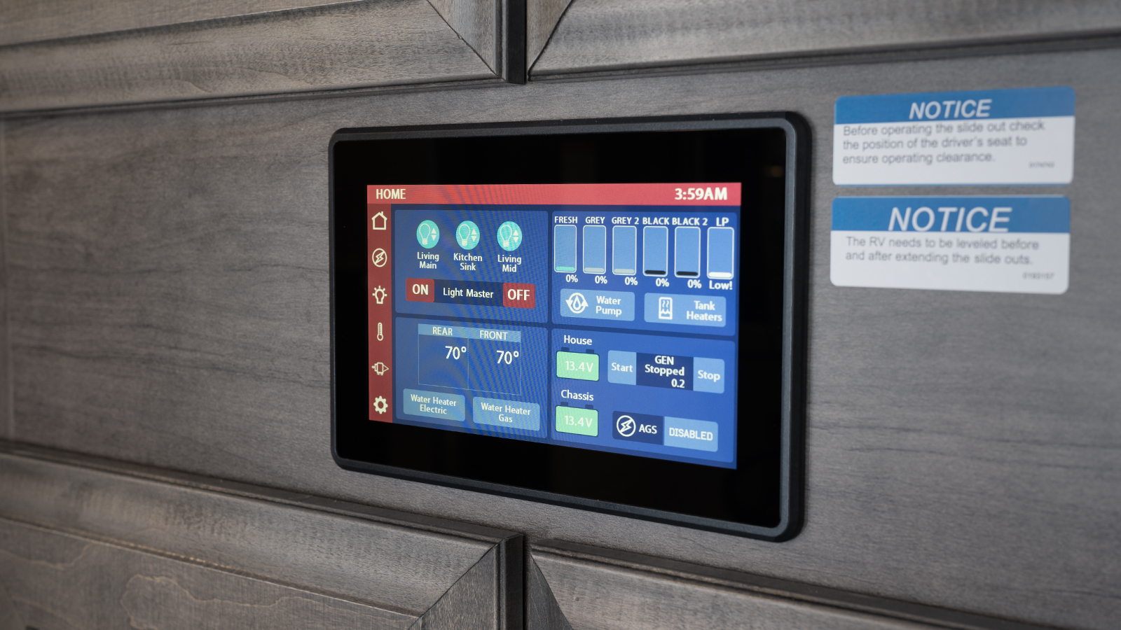 Firefly Total Coach Control System with Wall-Mounted Touchscreen and Mobile App